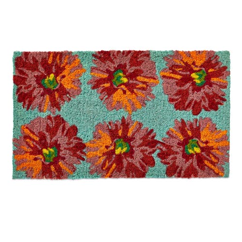 Tag Blooming Coir Mat Rectangle Indoor Outdoor Welcome Mat In Red