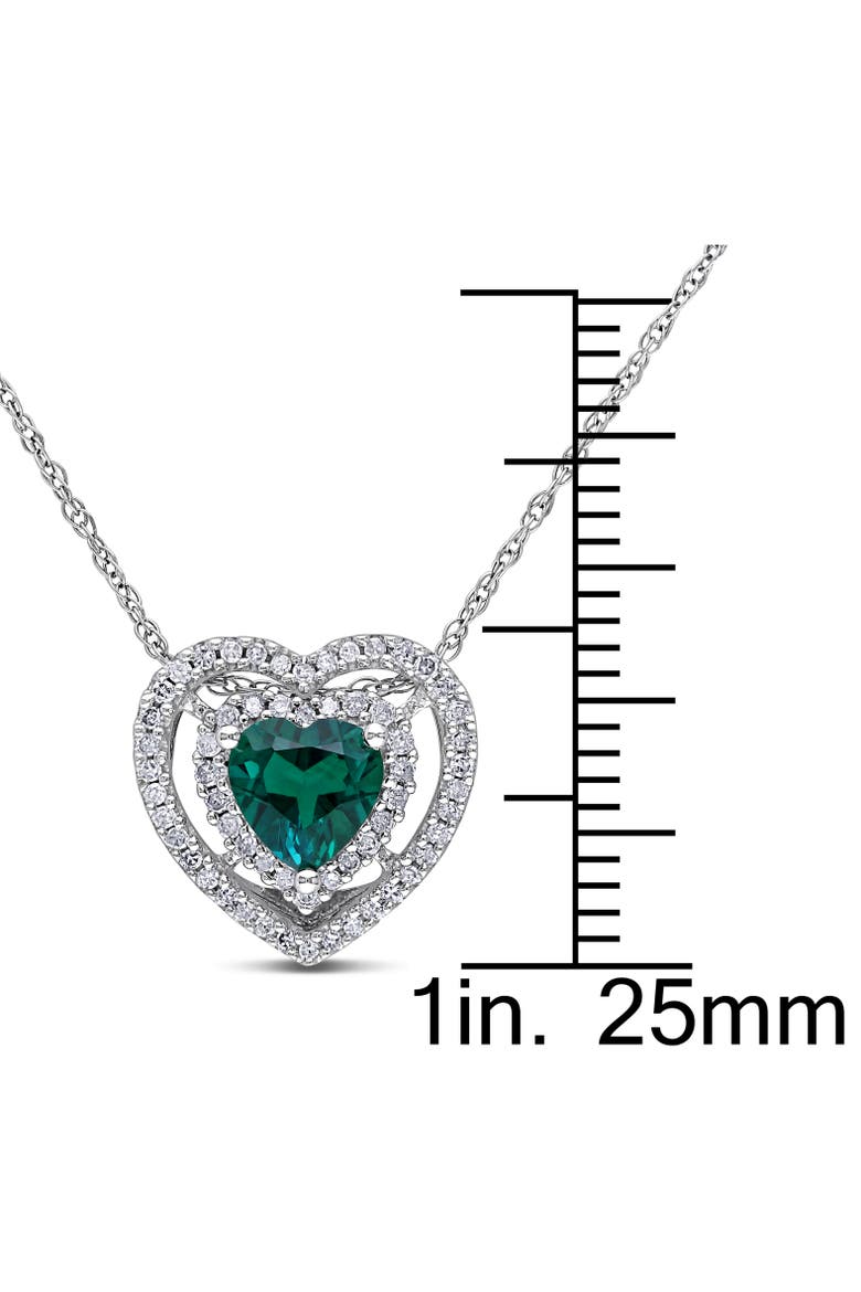 Gemstone & Diamond Halo Heart Necklace 10K, Alternate, color, Created Emerald