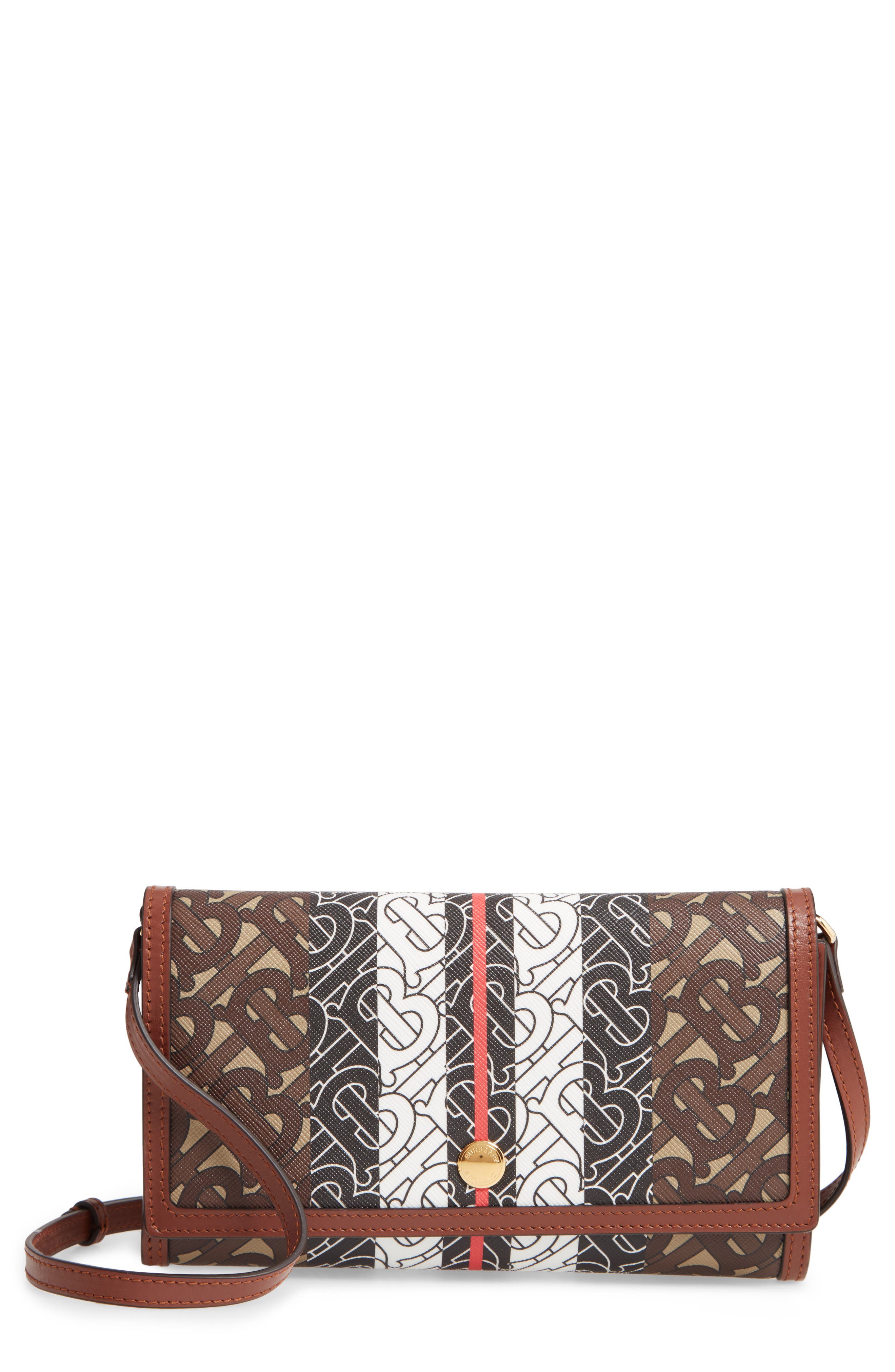 Burberry Monogram Stripe E-Canvas Wallet with Detachable Strap, Main, color, 