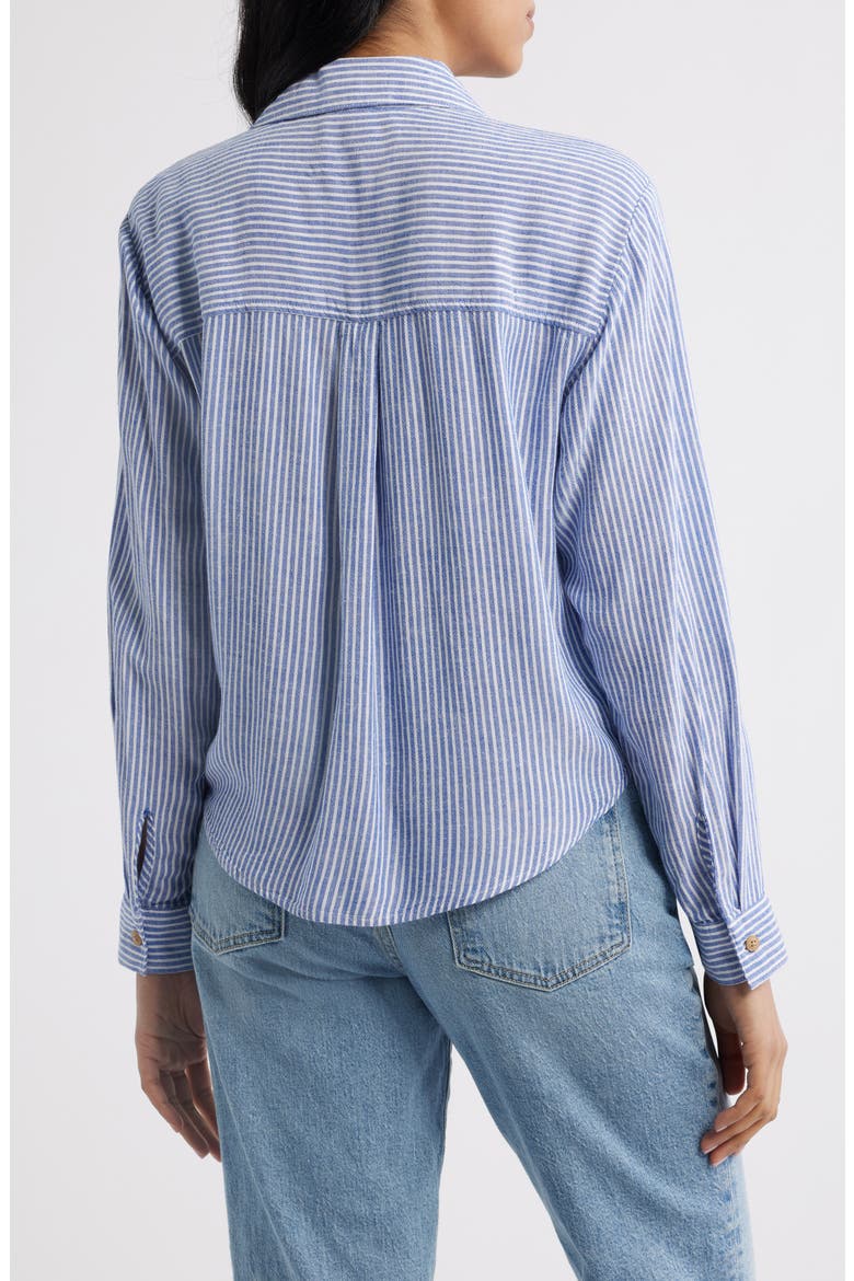 Vivica Stripe Twist Hem Button-Up Shirt, Alternate, color, OCEAN VEIL