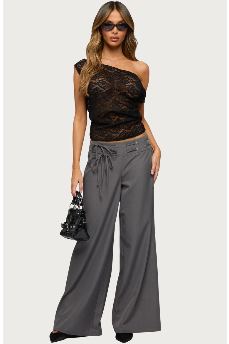 Kessa Off the Shoulder Lace Top, Alternate, color, BLACK