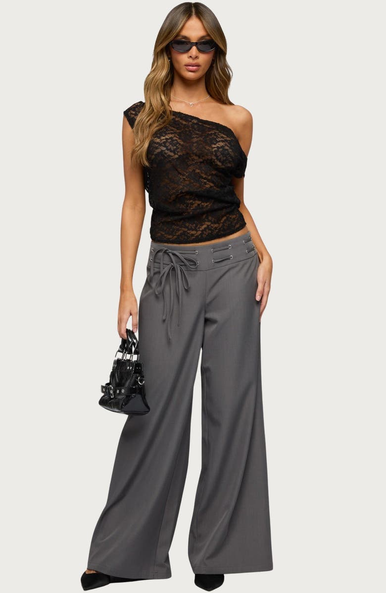 EDIKTED Kessa Off the Shoulder Lace Top, Alternate, color, Black