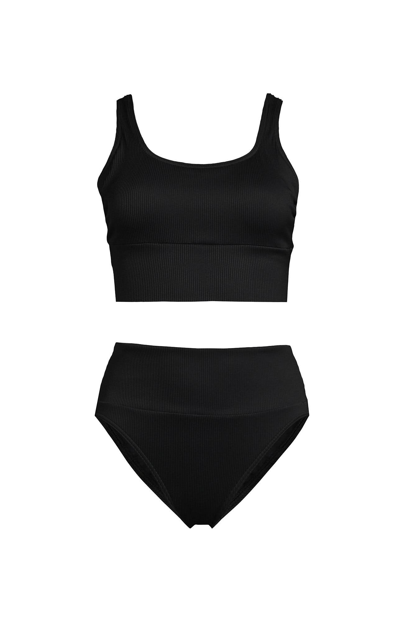 Женские Lands' End Tugless Tankini Top and High Waisted Bottom Swimsuit Set — фото 5