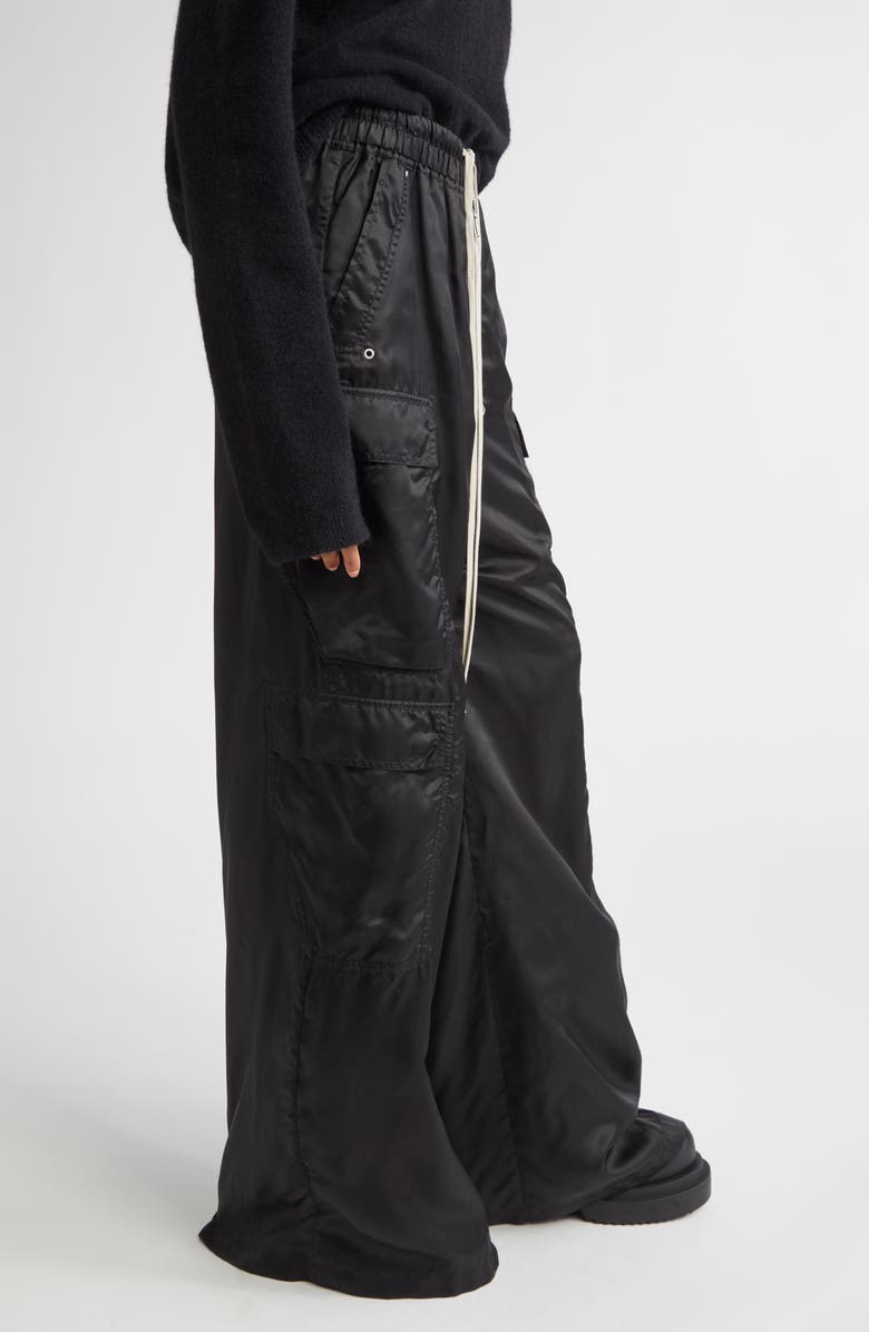 Rick Owens Cargobelas Satin Cargo Pants, Alternate, color, Black