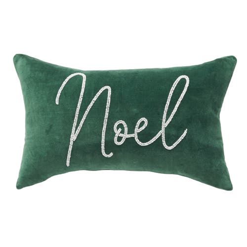 Carol & Frank Noel Green Velvet Beaded Throw Pillow In Green