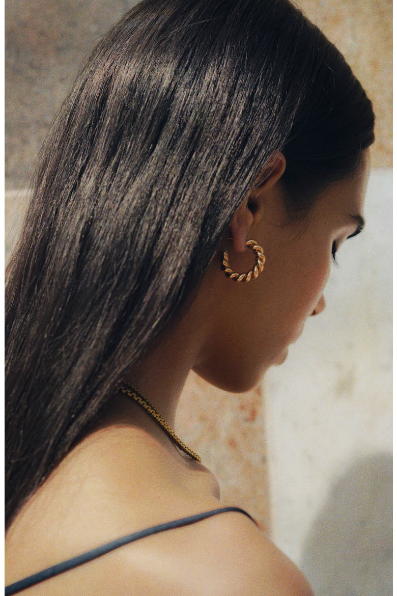 Mella Hoop Earrings, Alternate, color, BRASS