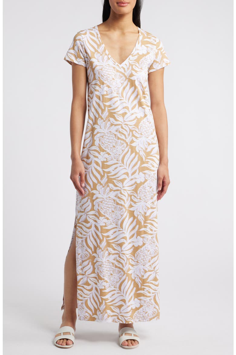 Etta Print Maxi Dress, Main, color, RATTAN