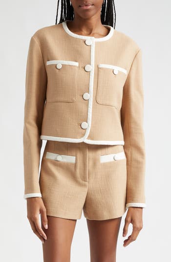 Veronica Beard Beale Contrast Detail Cotton Blend Tweed
