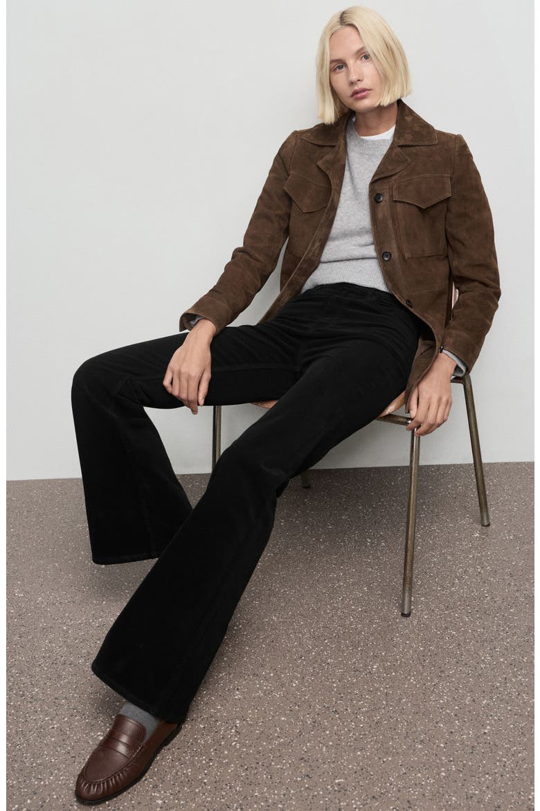 Flare Velvet Jeans, Alternate, color, BLACK
