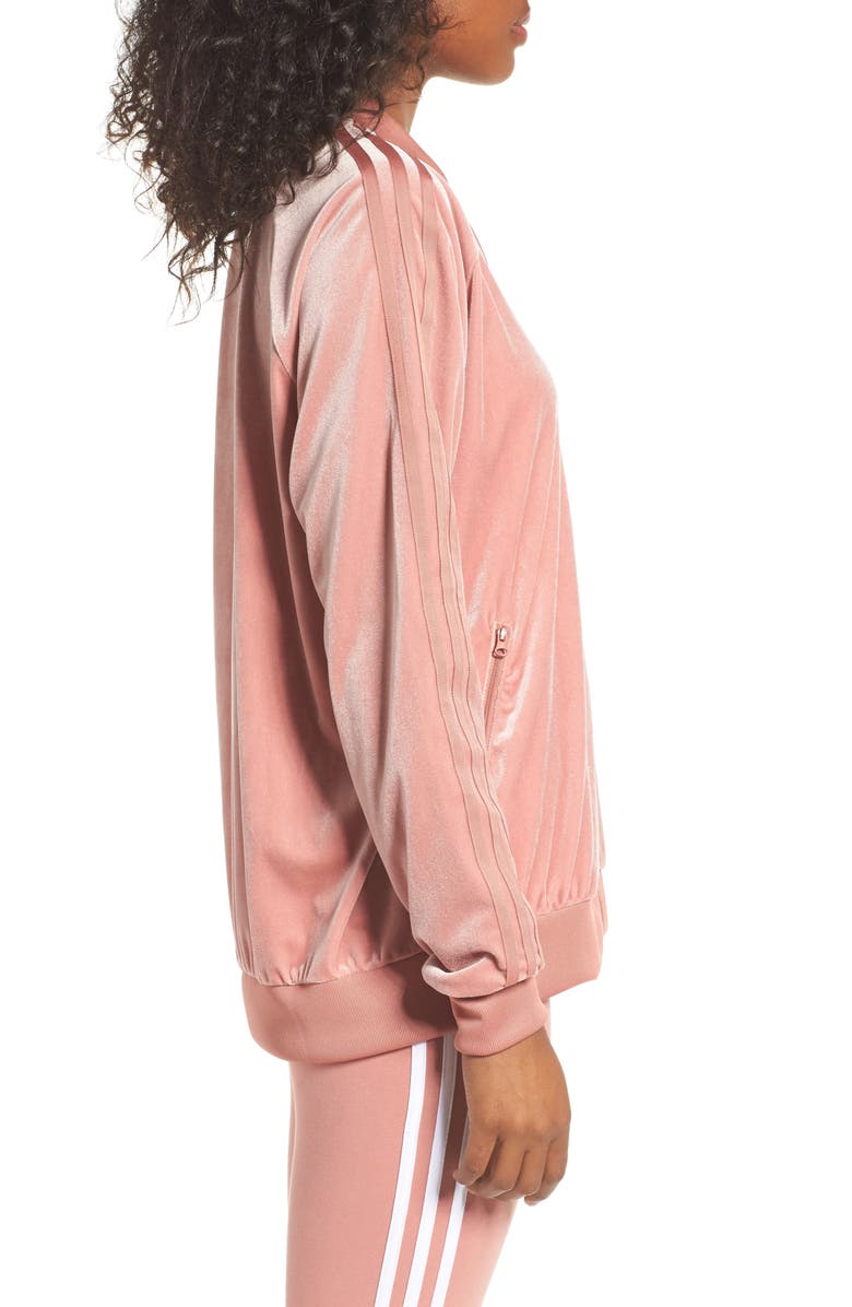 adidas Originals Velvet Zip Sweatshirt, Alternate, color, 