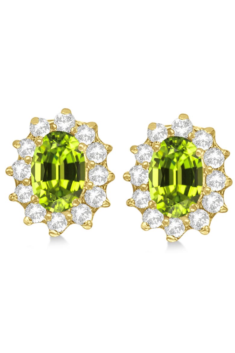 Oval Peridot & Diamond Accented Earrings 14k, Alternate, color, 2.05ct/Yellow Gold
