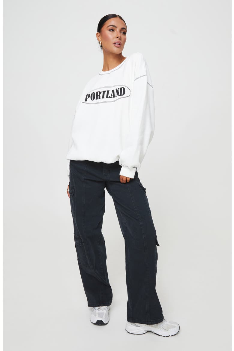 Portland Oversize Graphic Sweatshirt, Alternate, color, WHITE
