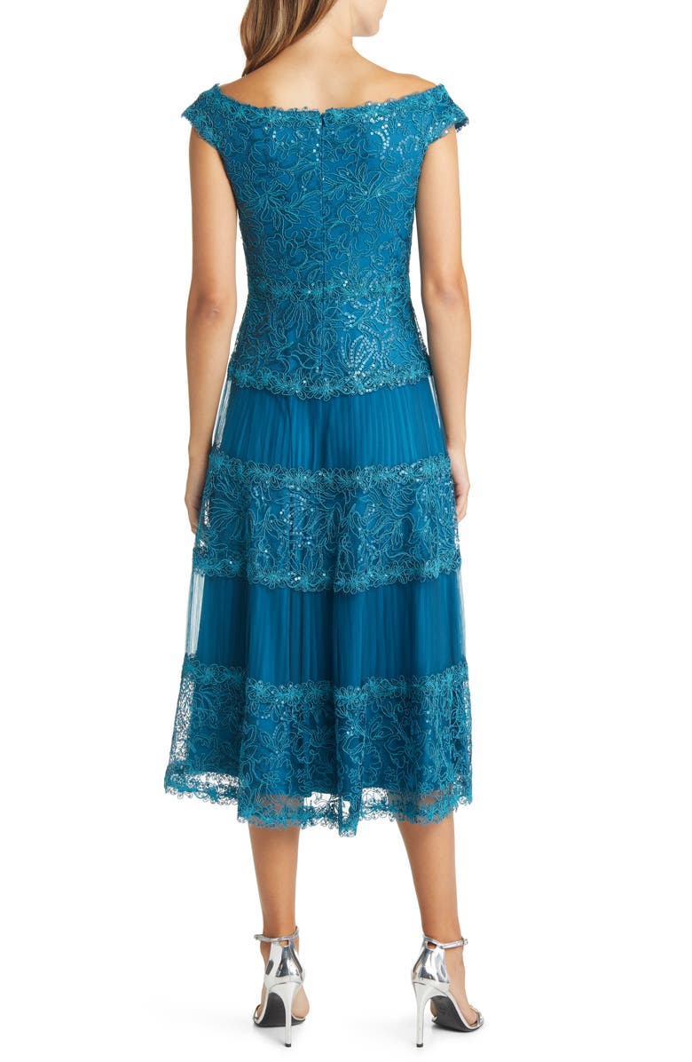Tadashi Shoji Sequin & Corded Lace Off the Shoulder Cocktail Dress, Alternate, color, 