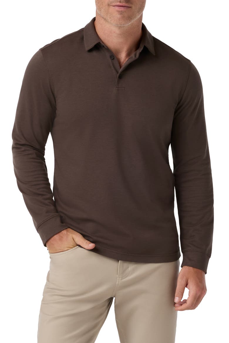 Kent Long Sleeve Performance Polo, Main, color, ESPRESSO