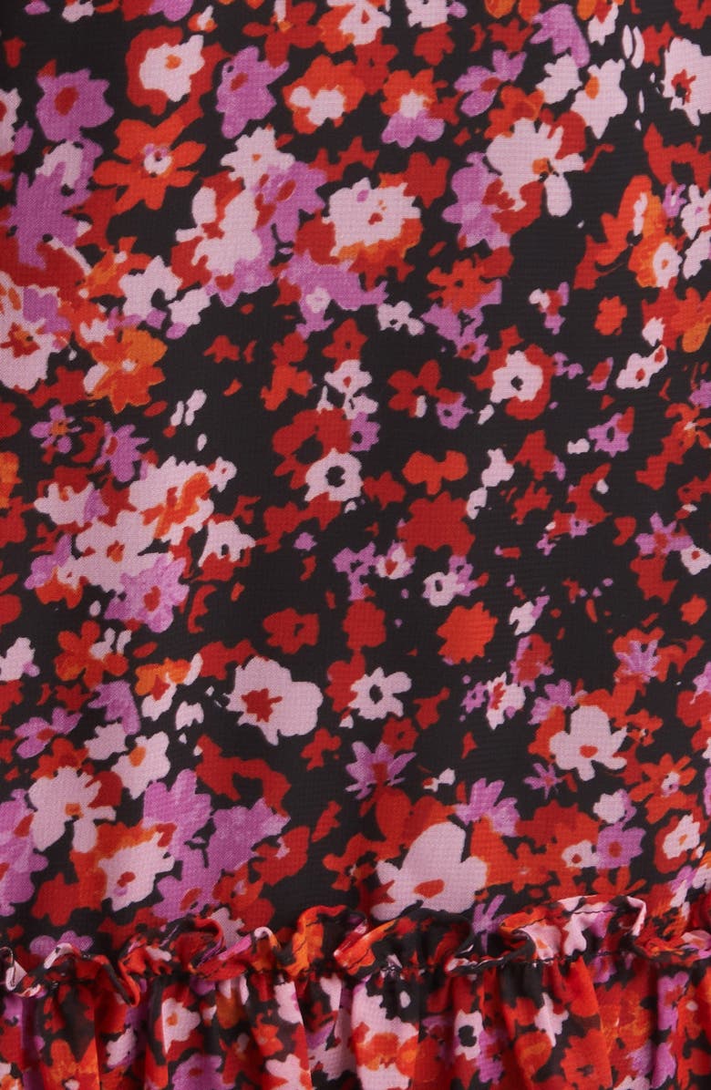 Julia Jordan Floral Print Ruffle Long Sleeve Shirtdress, Alternate, color, Black Multi
