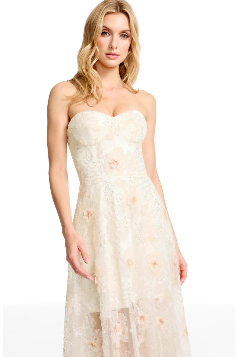 Connor Beaded Floral Strapless Gown, Alternate, color, WHITE MULTI