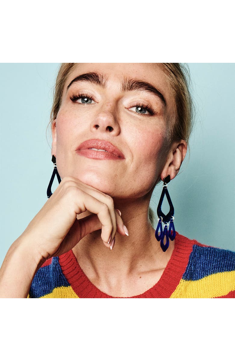 Toolally Feather Drop Earrings - Midnight Blue Swirl & Sapphire, Alternate, color, Midnight Blue Swirl & Sapphire