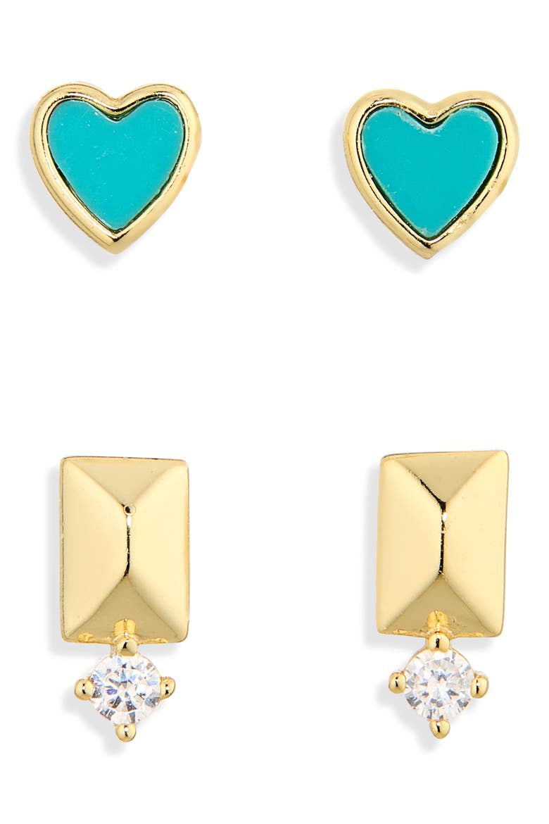 Heart Earring Set, Main, color, GOLD