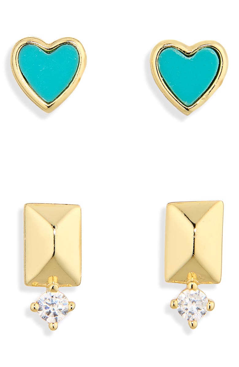 ARGENTO VIVO Heart Earring Set, Main, color, Gold