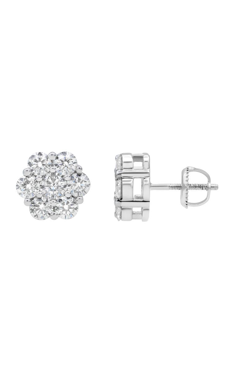 LuvMyJewelry Fawn 14K White Gold Flower Cluster Diamond Unisex Earrings - 2.53 Ct, Alternate, color, 14K White Gold