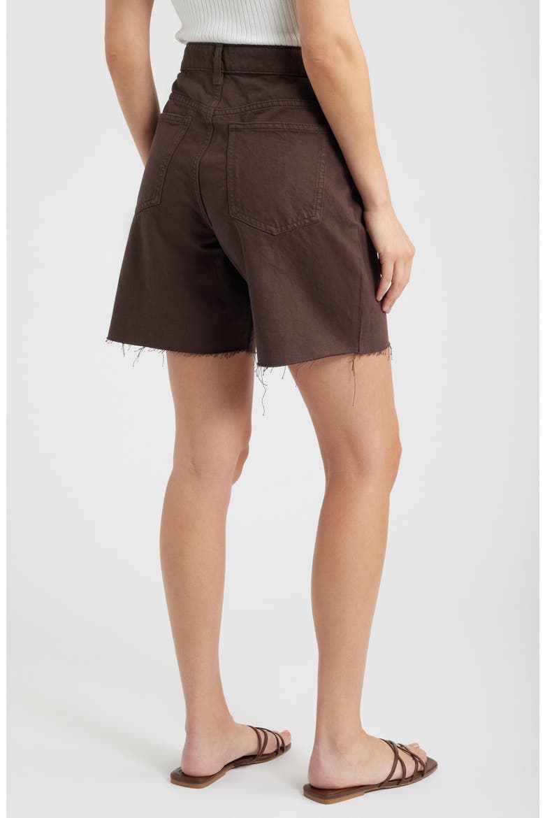 Raw Hem Denim Bermuda Shorts, Alternate, color, CHOCOLATE