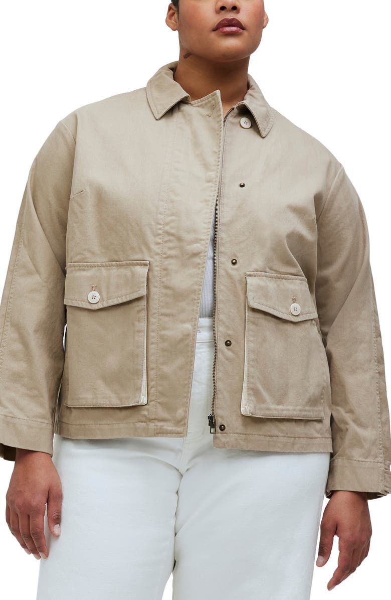 Madewell Crop Cargo Denim Jacket, Main, color, 