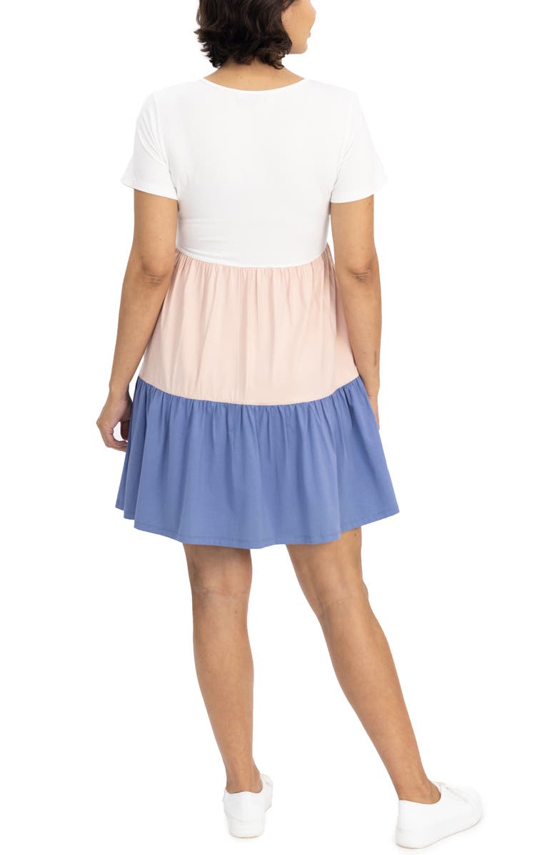 Angel Maternity Colorblock Tiered Maternity/Nursing Dress, Alternate, color, 