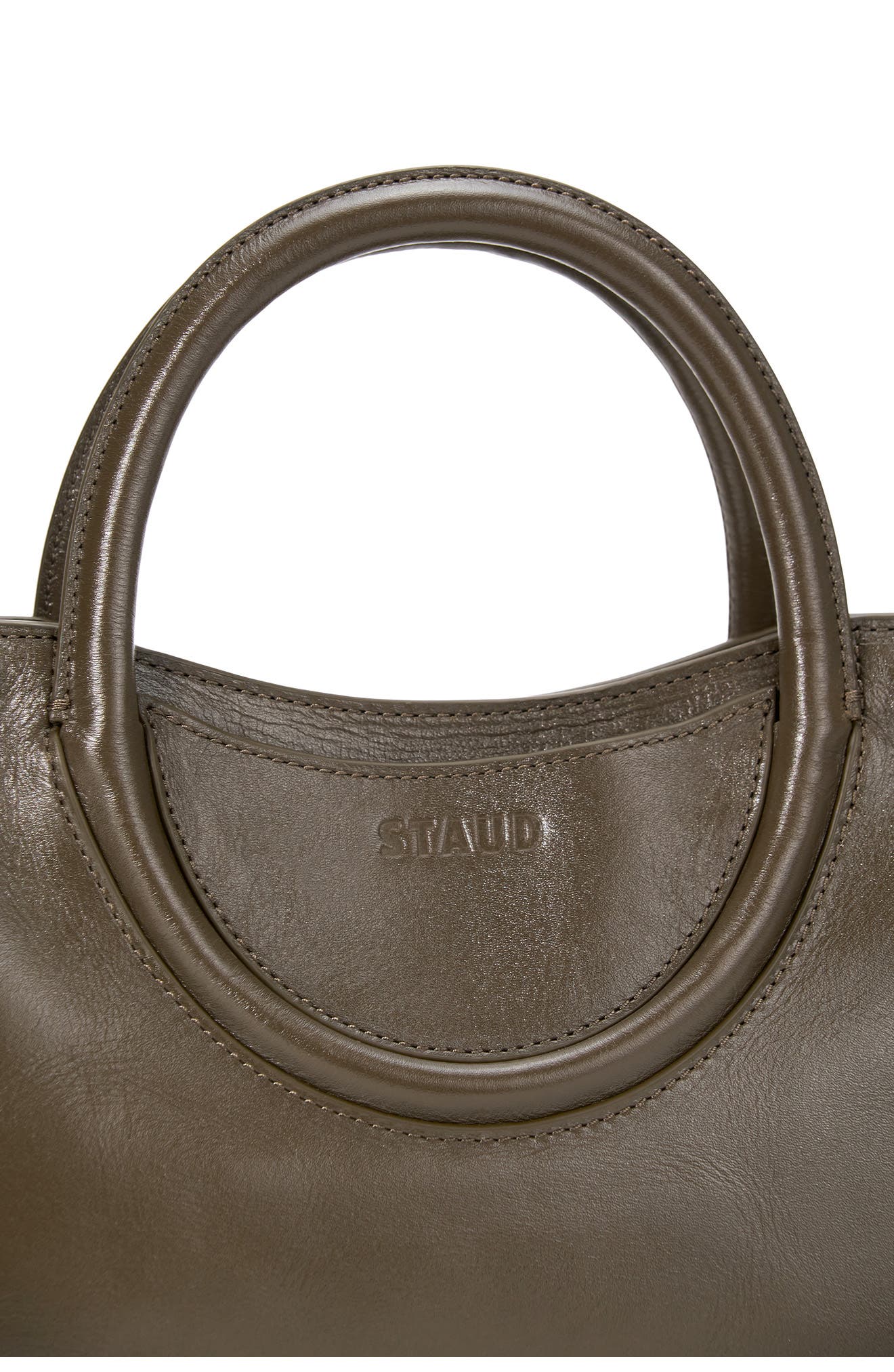 STAUD Mini Maude Leather Satchel, Alternate, color, Truffle