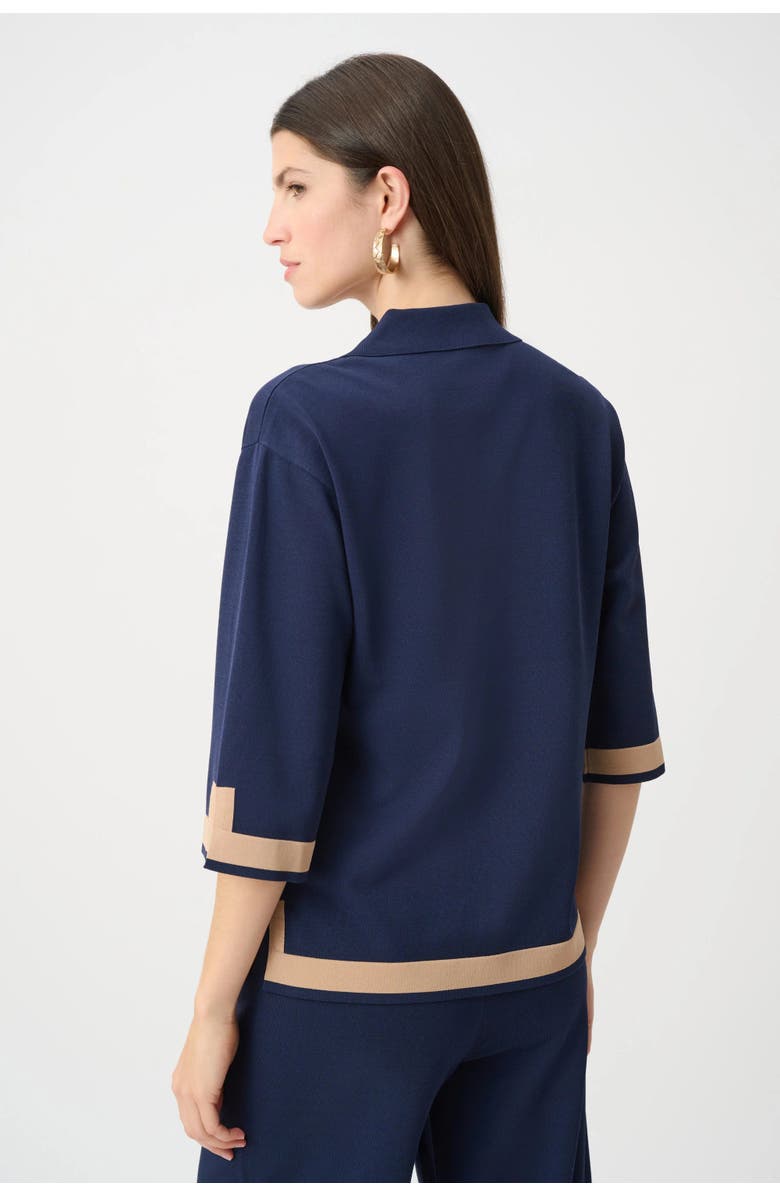 Joseph Ribkoff Sweater Knit Color Block Top, Alternate, color, Indigo/Camel