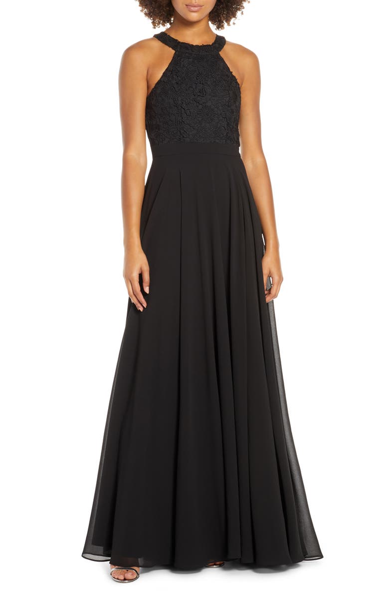 Lulus Love Poem Lace Halter Gown, Main, color, 