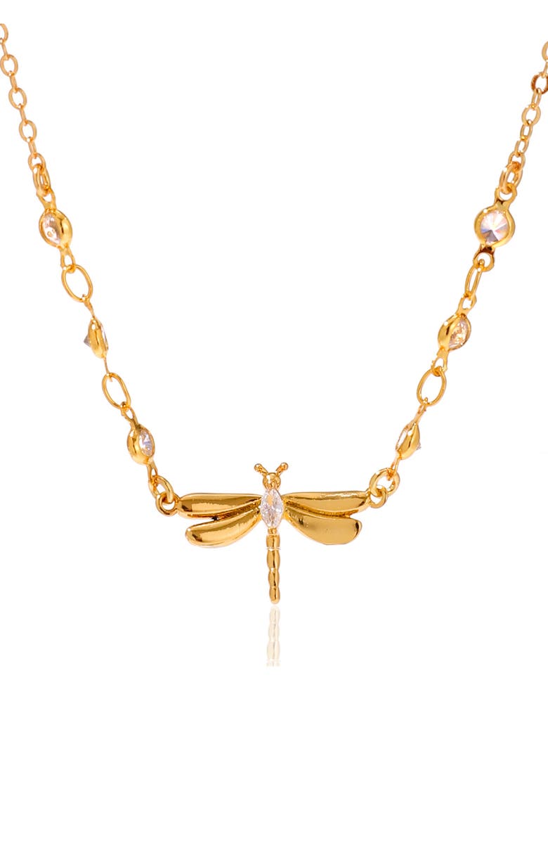 LA MENO Dragonfly Kiss Necklace, Main, color, Gold