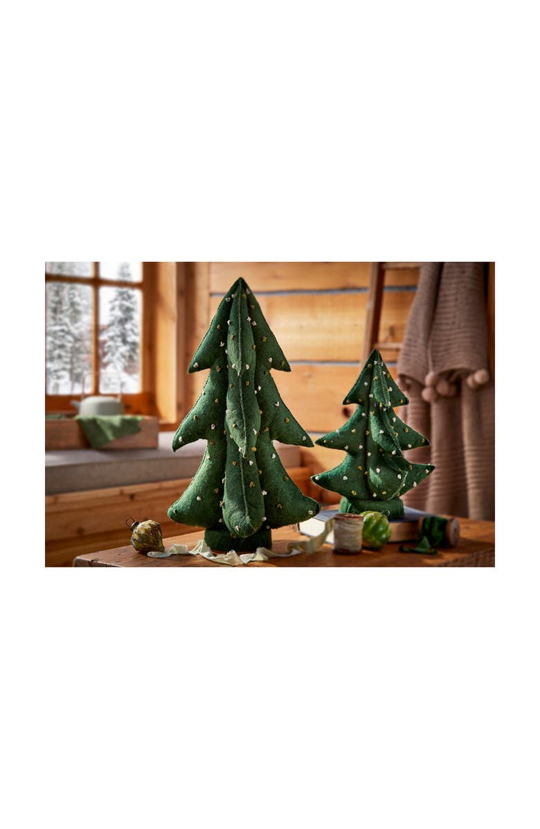 tag French Knot Wool Christmas Tree Decor for Tabletop Mantel, Alternate, color, Green