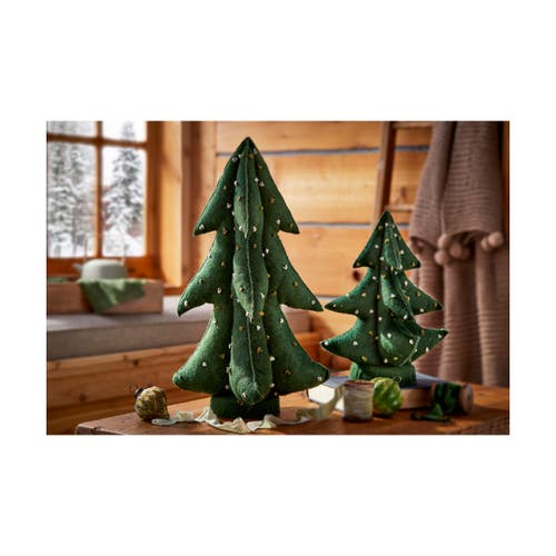 Tag French Knot Wool Christmas Tree Decor For Tabletop Mantel In Green