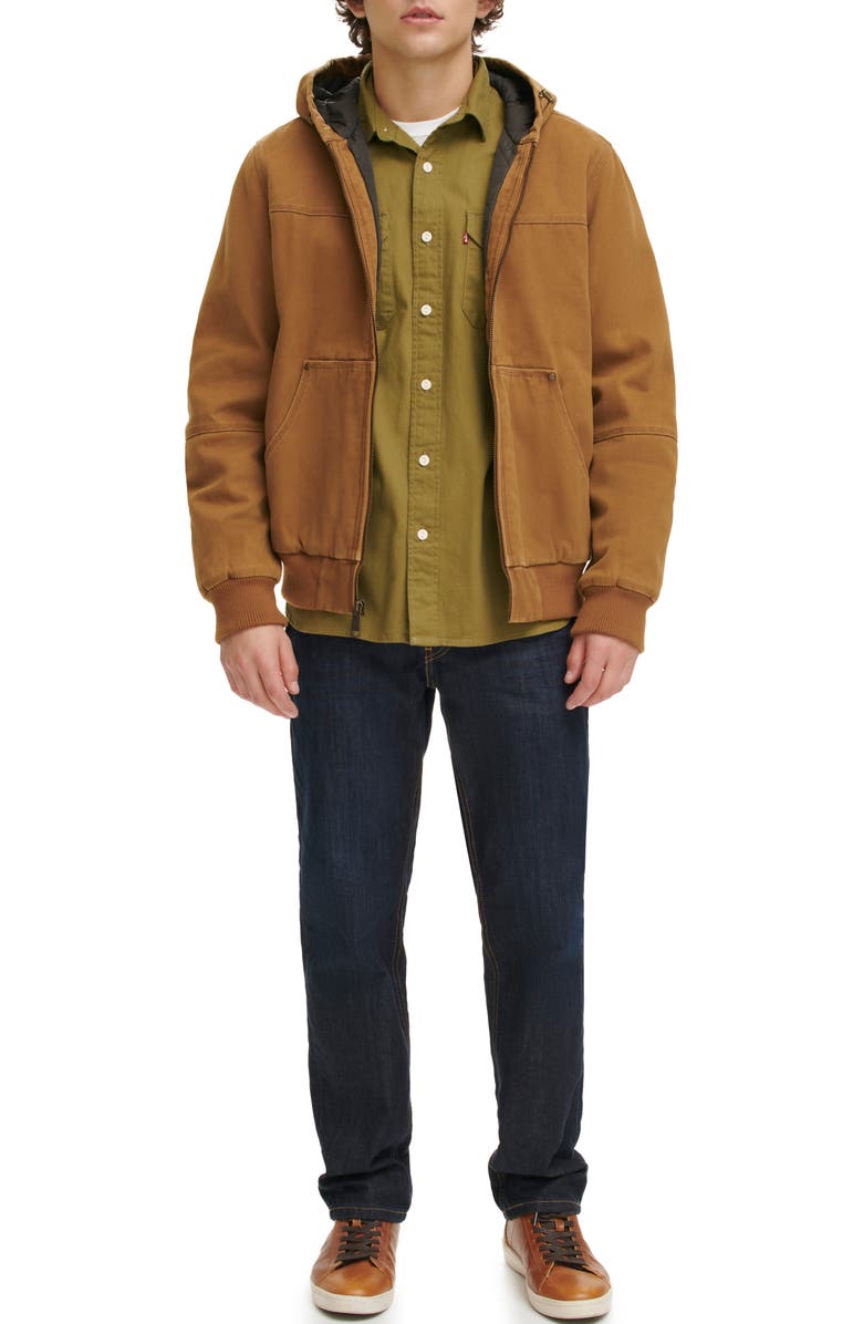 Levi's<sup>®</sup> Workwear Hooded Bomber, Alternate, color, Brown