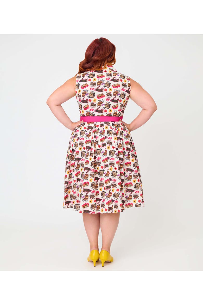 Plus Size 1950s Edith Swing Dress, Alternate, color, White Cat Print