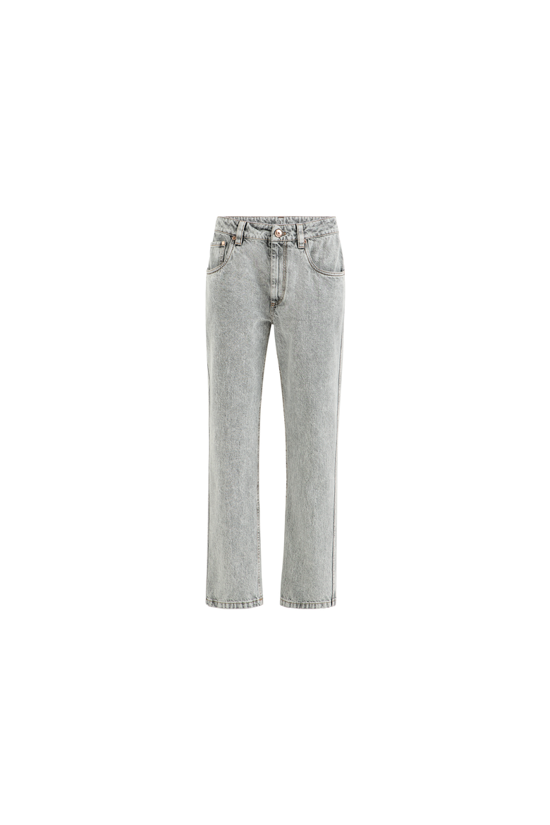 Authentic denim straight trousers with shiny bartack, Alternate, color, Light Grey