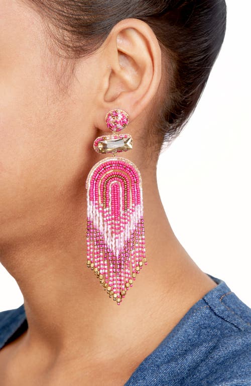 Deepa Gurnani Ishani Beaded Drop Earrings In Pink