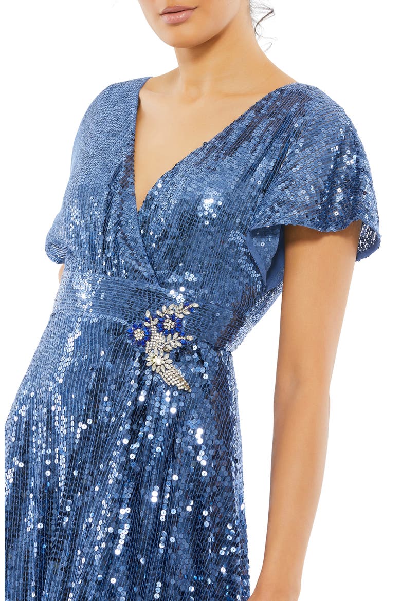 Sequin Empire Waist A-Line Gown, Alternate, color, FUSION BLUE