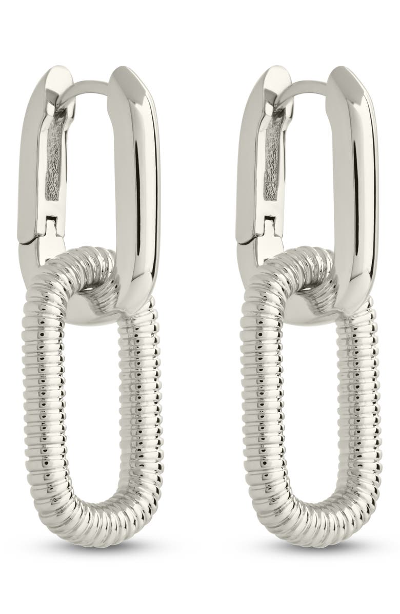 Sterling Forever Felicity Textured Chain Link Drop Earrings, Alternate, color, 