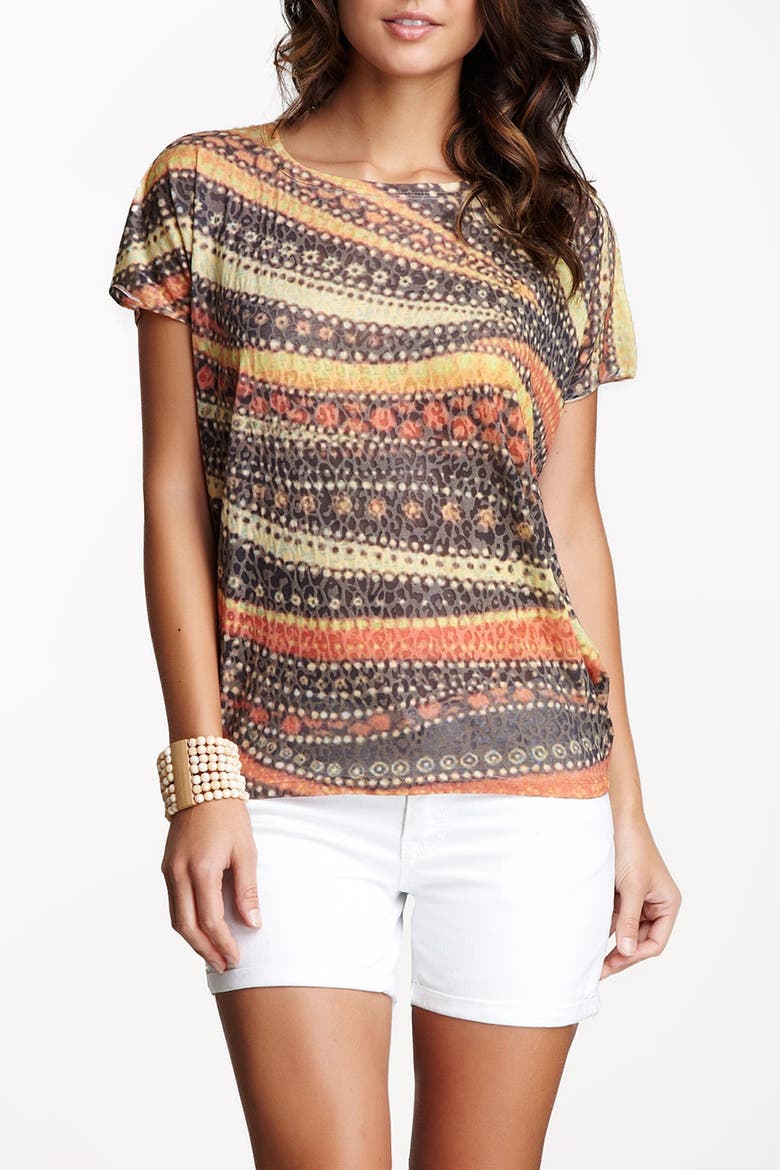 Crewneck Printed T-Shirt, Main, color, CAMEL