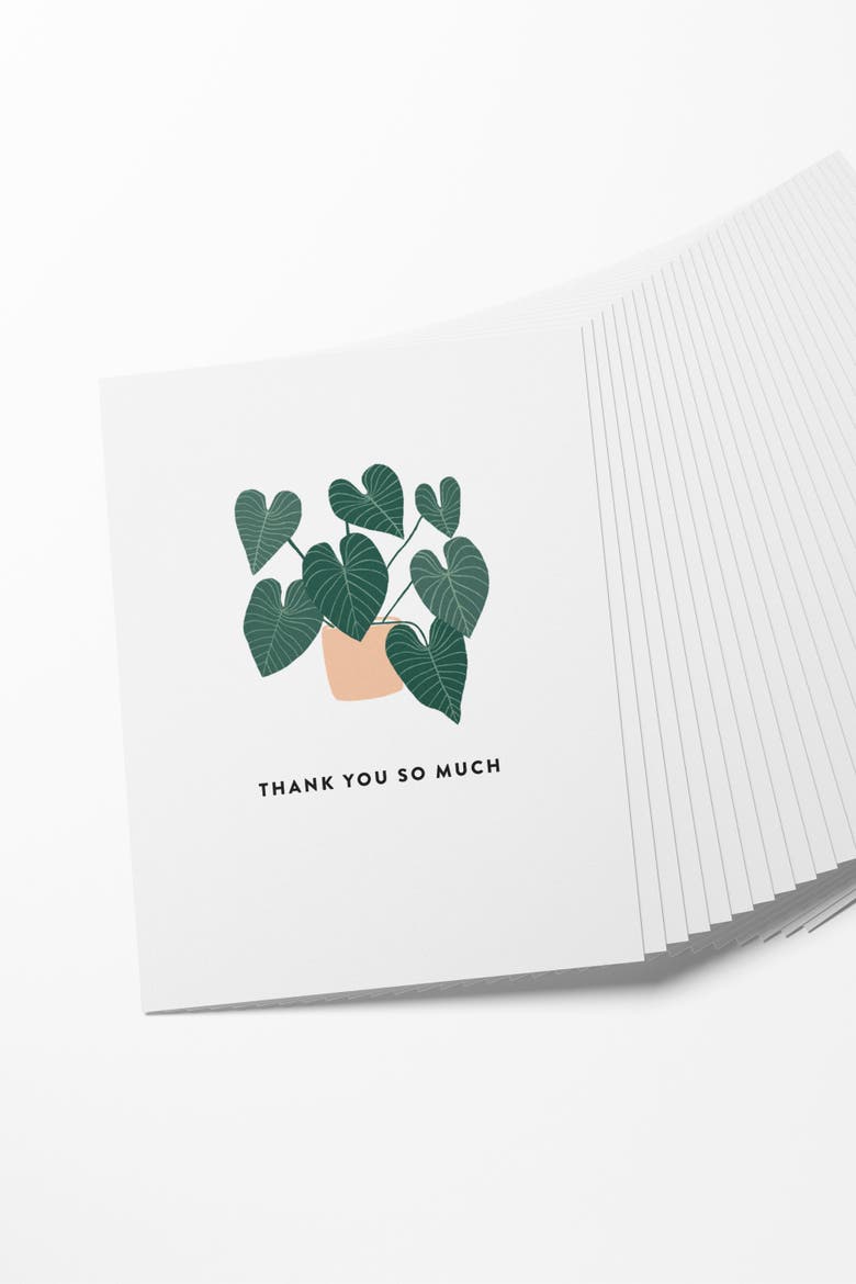 Thank You House Plant Boxed Set of 8 Greeting Cards, Alternate, color, White, Teal, Coral