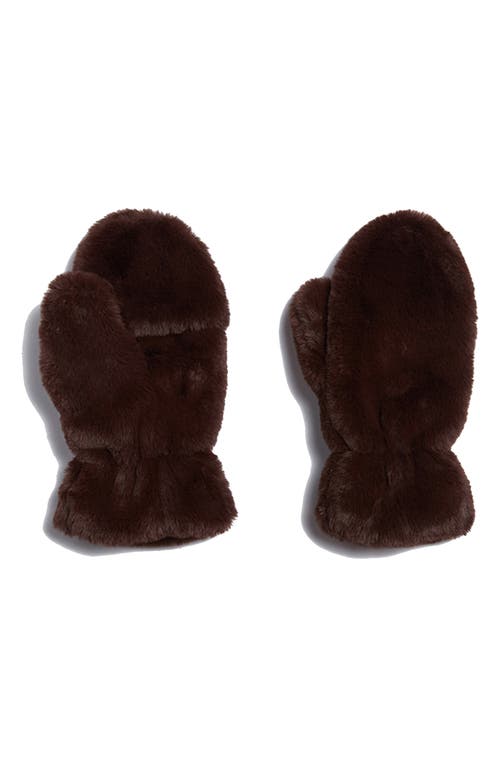 Apparis Coco Faux Fur Mittens in Espresso 