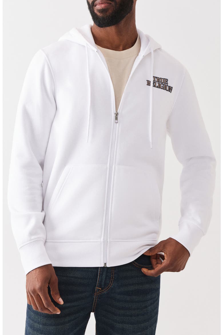 Filled All-over Print Zip Hoodie, Main, color, OPTIC WHITE