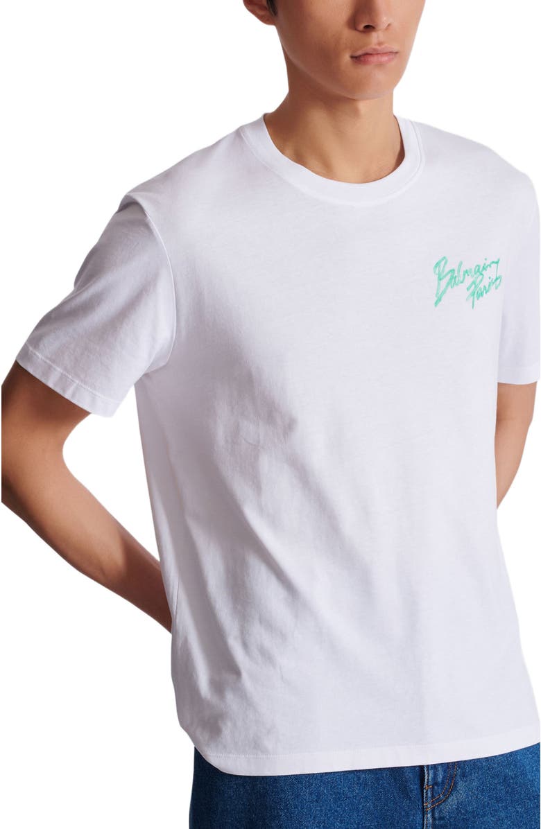 Balmain Printed cotton T-shirt, Alternate, color, White
