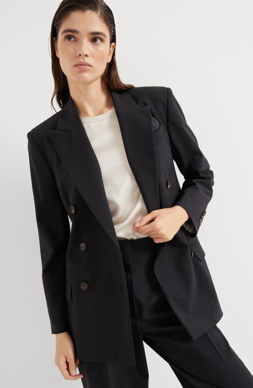Brunello Cucinelli Virgin Wool-blend Double-breasted Blazer In Lignite Grey
