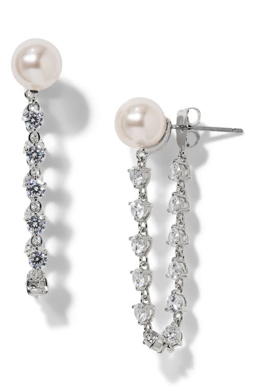 Nadri Faux Pearl Front Back Earrings In Metallic