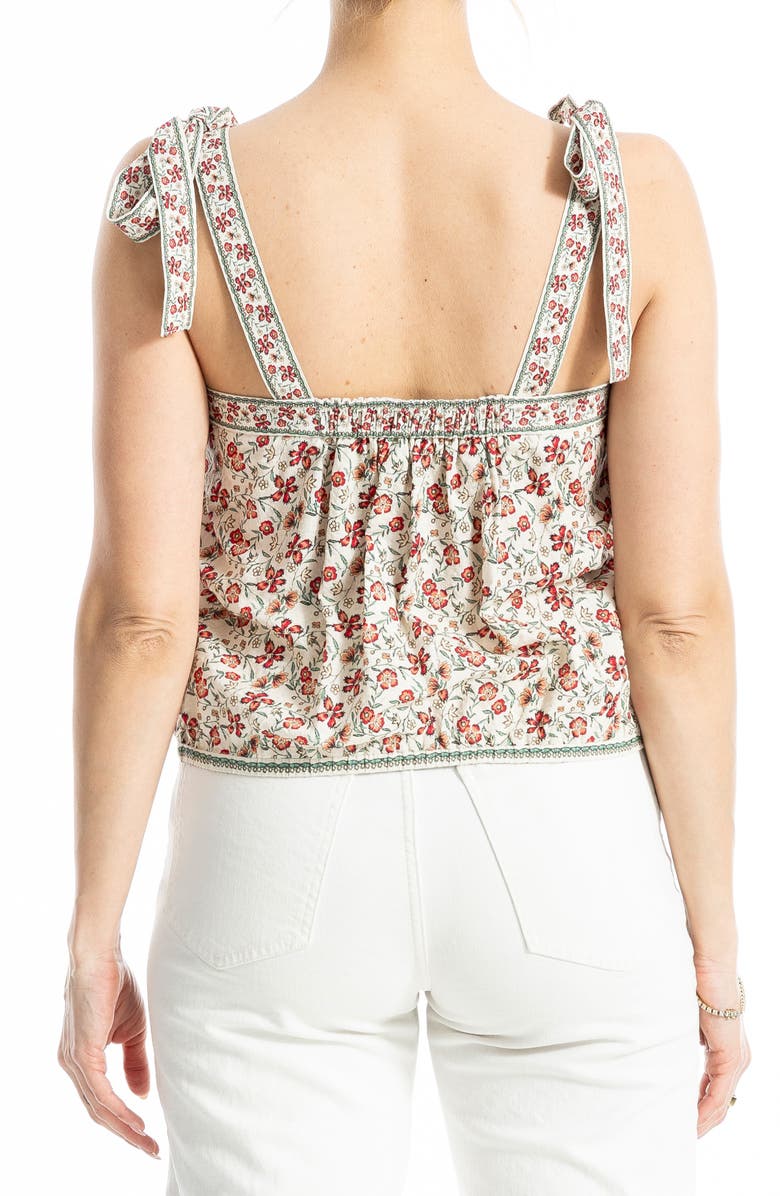 MAX STUDIO Tie Strap Bubble Top, Alternate, color, Cream/Berry Floral Swing Vines