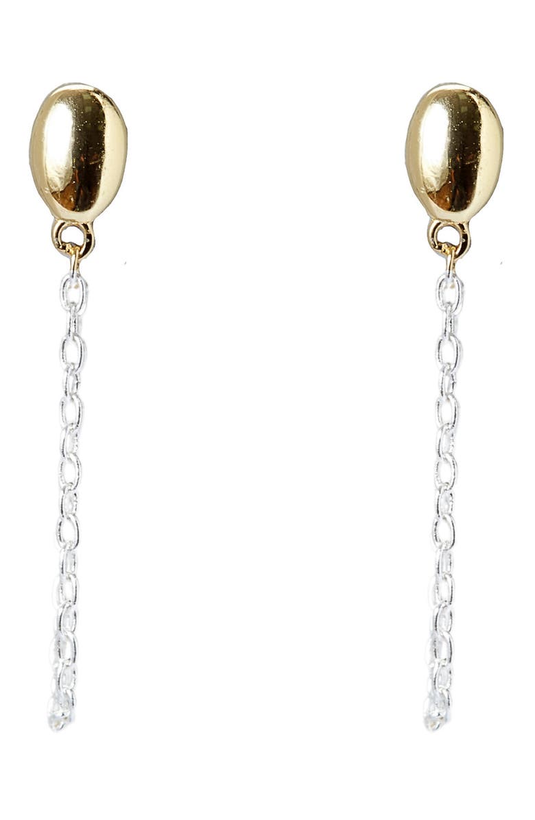Argento Vivo Sterling Silver Oval Front/Back Earrings, Main, color, Gold/ Silver