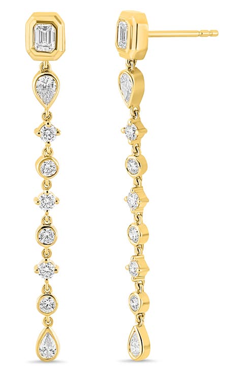 Monaco Diamond Linear Drop Earrings