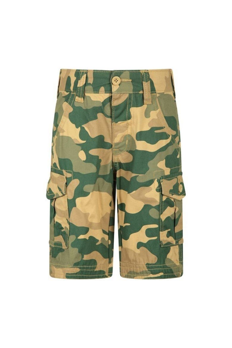 Childrens/Kids Camo Cargo Shorts, Main, color, Light Beige and Green